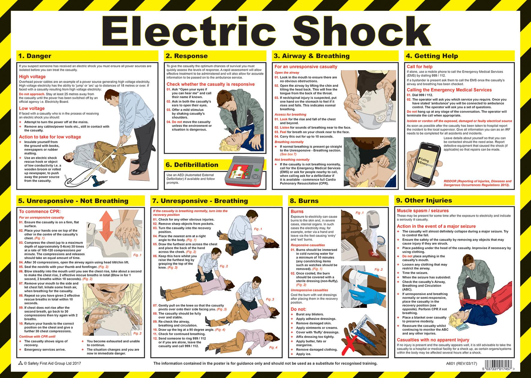 a601-safety-first-aid-group-first-aid-poster-laminated-electric-shock-treatment-legend