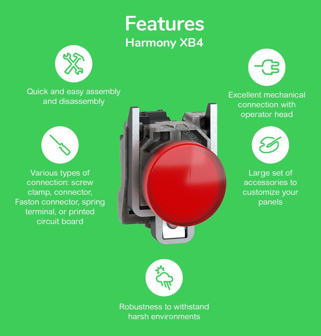 XB4BW34B5 - Schneider Electric - Industrial Pushbutton Switch, Harmony ...