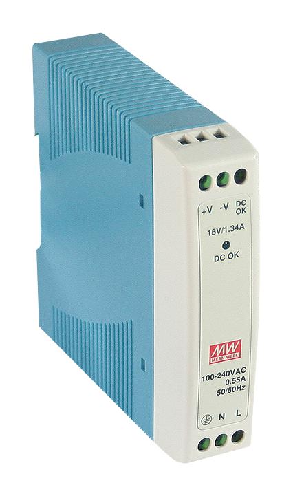 MDR-10-24 - Mean Well - AC/DC DIN Rail Power Supply (PSU), ITE, 1 Output