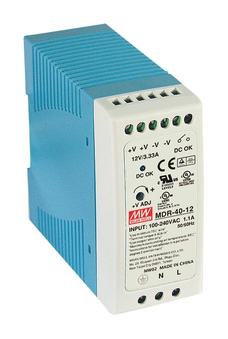 MDR-40-12 - Mean Well - AC/DC DIN Rail Power Supply (PSU), ITE, 1 Output