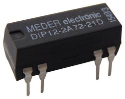 STANDEXMEDER DIP12-2A72-21D Reed Relay, DPST-NO, 12 VDC, DIP Series, Through Hole, 500 ohm, 500 mA