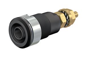 STAUBLI 23.3020-21 Banana Test Connector, 4mm, Jack, Panel Mount, 32 A, 1 kV, Gold Plated Contacts, Black