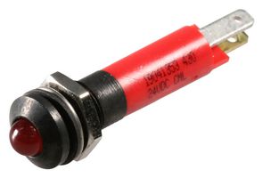 CML INNOVATIVE TECHNOLOGIES 19041353 LED Panel Mount Indicator, Black Chrome Bezel, Red, 24 VDC, 8 mm, 20 mA, 80 mcd, IP67