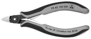 KNIPEX 79 42 125 ESD Cutter, Electronics, Precision, Side, 125 mm, Diagonal, 1 mm, 64 °