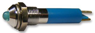 CML INNOVATIVE TECHNOLOGIES 19020357 LED Panel Mount Indicator, Satin Chrome Bezel, Blue, 24 VDC, 6 mm, 15 mA, 40 mcd, IP40
