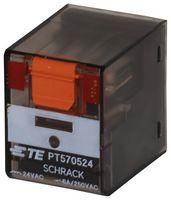 TE CONNECTIVITY - SCHRACK PT570524 General Purpose Relay, PT Series, Power, Non Latching, 4PDT, 24 VAC, 6 A