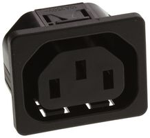 SCHURTER 6600.4315 IEC Power Connector, IEC C13 Outlet, 15 A, 250 VAC, Quick Connect, Snap-In