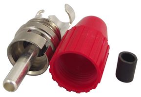 DELTRON COMPONENTS 413-0500 RCA (Phono) Audio / Video Connector, 1 Contacts, Plug, Silver Plated Contacts, Metal Body, Red