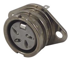 DELTRON COMPONENTS 593-0400 DIN Audio / Video Connector, Locking, 4 Contacts, Jack, Panel Mount, Solder, Silver Plated Contacts