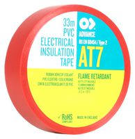 ADVANCE TAPES AT7 RED 33M X 19MM Electrical Insulation Tape, PVC (Polyvinyl Chloride), Red, 19 mm x 33 m