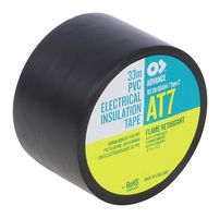ADVANCE TAPES AT7 BLACK 33M X 50MM Electrical Insulation Tape, PVC (Polyvinyl Chloride), Black, 50 mm x 33 m