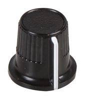 MULTICOMP CP-LB16-6-1D Knob, Round Shaft, 3.2 mm, Plastic, Round with Side Indicator Line, 16 mm