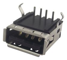 MOLEX 67643-2910 USB Connector, USB Type A, USB 2.0, Receptacle, 4 Ways, Through Hole Mount, Right Angle