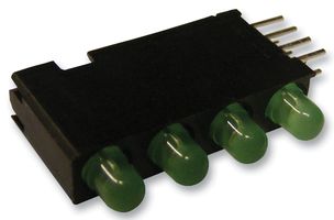 DIALIGHT 568-0202-222F Circuit Board Indicator, Green, 4 LEDs, Through Hole, T-1 (3mm), 2 mA, 1.6 mcd