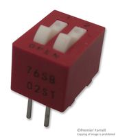 GRAYHILL 76SB02ST DIP / SIP Switch, 2 Circuits, Rocker, Through Hole, SPST, 30 V, 150 mA