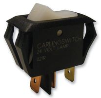 CARLING TECHNOLOGIES LRA511-RC-B/024V Rocker Switch, Off-None-On, SPST, Illuminated, Panel Mount, White, LRA Series