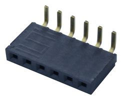 SAMTEC SSW-106-02-G-S-RA PCB Receptacle, Board-to-Board, 2.54 mm, 1 Rows, 6 Contacts, Through Hole Mount Right Angle, SSW