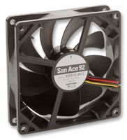 SANYO DENKI 9S0912M4011 DC Axial Fan, 12 V, Square, 92 mm, 25 mm, Ball Bearing, 37.8 CFM