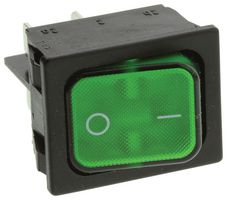 MARQUARDT 01835.3118-01 Rocker Switch, Off-On, DPST, Illuminated, Panel Mount, Green, 1830 Series