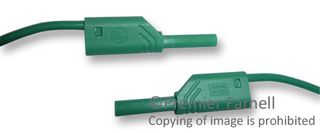 HIRSCHMANN TEST AND MEASUREMENT 975695704 Test Lead, 2mm Banana Plug to 2mm Banana Plug, Green, 1 kV, 10 A, 500 mm