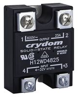 SENSATA/CRYDOM H12D4825 Solid State Relay, SPST-NO, 25 A, 530 VAC, Panel Mount, Screw, Zero Crossing