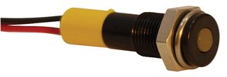 APEM Q6F3BXXY12E LED Panel Mount Indicator, Black Chrome Bezel, Yellow, 12 VDC, 6 mm, 20 mA, 8 mcd, IP67
