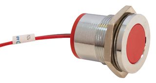 APEM Q22F7CXXR12E LED Panel Mount Indicator, Bright Chrome Bezel, Red, 12 VDC, 22 mm, 40 mA, 70 mcd, IP67