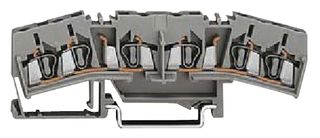 WAGO 280-675 DIN Rail Mount Terminal Block, 6 Ways, 28 AWG, 12 AWG, 2.5 mm², Clamp, 18 A