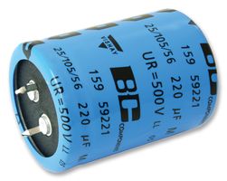 VISHAY MAL215929221E3 Electrolytic Capacitor, 220 µF, 500 V, ± 20%, Snap-In, 5000 hours @ 105°C