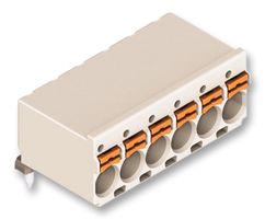 WAGO 2092-1376 Wire-To-Board Terminal Block, 5 mm, 6 Ways, 24 AWG, 12 AWG, 2.5 mm², Push In