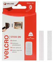 VELCRO VEL-EC60210 Tape, Hook and Loop, Hook and Loop, Roll, White, 20 mm x 1 m