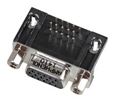AMPHENOL COMMUNICATIONS SOLUTIONS L77HDE15SD1CH4F D Sub Connector, High Density, Receptacle, HD, 15 Contacts, DE, Solder