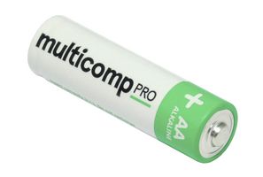 MULTICOMP PRO MP-PSG90903 Battery, 1.5 V, AA, Alkaline, 2.6 Ah, Raised Positive and Flat Negative, 40 pcs/pack