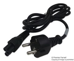 VOLEX VC-1034-21-180 Mains Power Cord, CEE 7/7 Plug to IEC 60320 C5, 1.8 m, 2.5 A, 250 VAC, Black