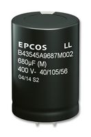 TDK B43545B9397M000 Electrolytic Capacitor, Snap-in, 390 µF, 400 V, ± 20%, Snap-In, 5000 hours @ 105°C