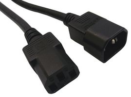 MULTICOMP PRO GW-151625 Mains Power Cord, IEC 60320 C14 to IEC 60320 C13, 500 mm, 10 A, 250 VAC, Black