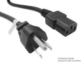 MULTICOMP PRO GW-151609 Mains Power Cord, NEMA 5-15P to IEC 320 C13, 2 m, 10 A, 125 VAC, Black