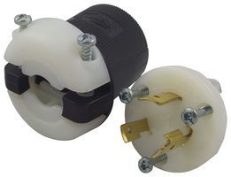 HUBBELL WIRING DEVICES HBL2321 Power Entry Connector, Power Entry, 20 A, Black, White, Nylon (Polyamide) Body, 250 V