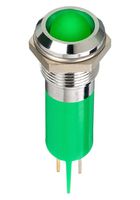APEM Q12P1CXXHG12E LED Panel Mount Indicator, Green, 12 VDC, 12 mm, 20 mA, 2.2 cd, IP67