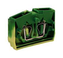 WAGO 264-327 DIN Rail Mount Terminal Block, Center, Green/Yellow, 2 Ways, 28 AWG, 12 AWG, 2.5 mm², Clamp, 20 A