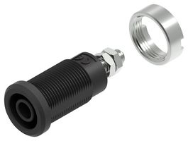 MULTICOMP PRO 76-1656 Banana Test Connector, 4mm, Jack, Panel Mount, 36 A, 1 kV, Nickel Plated Contacts, Black