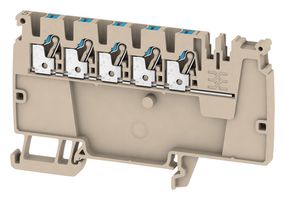 WEIDMULLER 1988100000 DIN Rail Mount Terminal Block, 5 Ways, 28 AWG, 12 AWG, 2.5 mm², Push In, 24 A