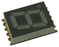 VISHAY VDMY10C0 7 Segment LED Display, Yellow, 20 mA, 2 V, 30.25 mcd, 1, 10 mm