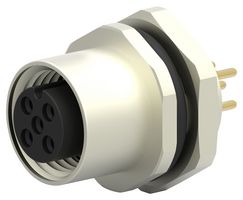 TE CONNECTIVITY T4143012051-000 Sensor Connector, M12, Female, 5 Positions, PCB Socket, Straight Panel Mount