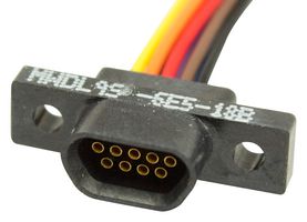GLENAIR MWDL-9S-6E5-18B Micro D Cable Assembly, Micro-D Receptacle to Free End, 9 Ways, 18 ", 457 mm, Multi-coloured