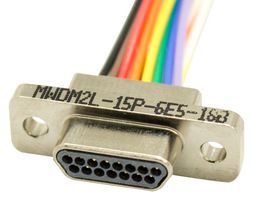 GLENAIR MWDM2L-37P-6E5-18B Micro D Cable Assembly, Micro-D Plug to Free End, 37 Ways, 18 ", 457 mm, Multi-coloured