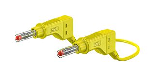STAUBLI 66.9408-100-24 Banana Test Lead, 4mm Stackable Banana Plug, 4mm Stackable Banana Plug, 3.3 ft, 1 m, Yellow, 32 A