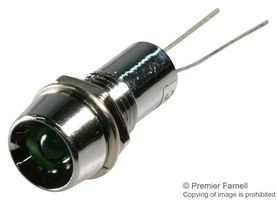 VCC / VISUAL COMMUNICATIONS COMPANY L65DG12L LED Panel Mount Indicator, Green, 12 VDC, 8 mm, 10 mA, 30 mcd, Not Rated