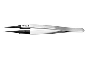 IDEAL-TEK 5SVR.SA Tweezer, Component Positioning, Straight, Pointed, Stainless Steel, PVDF Tip, 130 mm