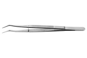 IDEAL-TEK 650.SA Tweezer, General Purpose, Bent, Pointed, Stainless Steel, 150 mm
